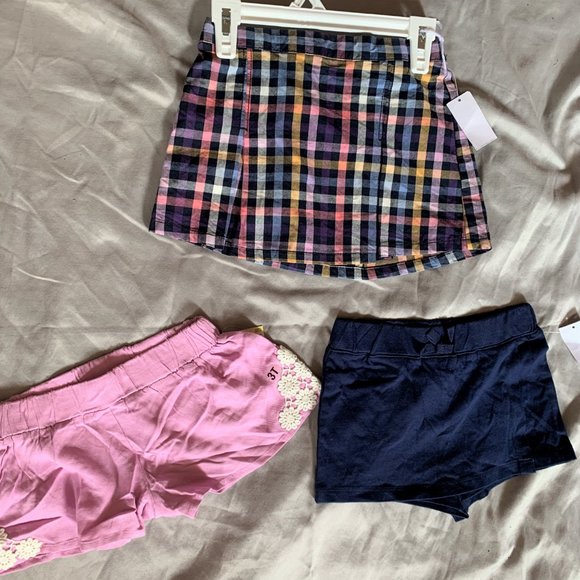 GIRLS - 3pc lot sz 3T-4 NWT TOUGHSKINS skirt, shorts, skort, pink, purple, blue - Picture 1 of 5